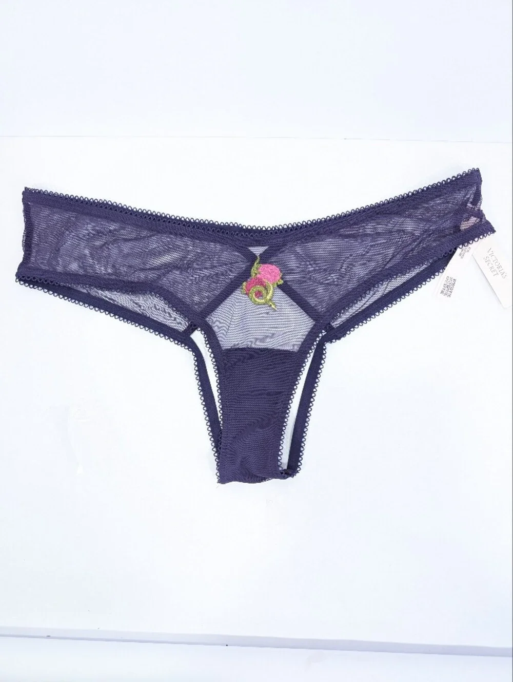 Victoria's Secret Open Back Panty Medium Women Sheer Cheeky snake floral VS